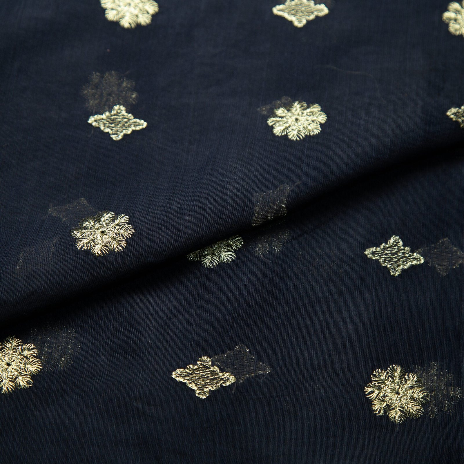 Tusser Silk Navy Blue -MDEM0002453